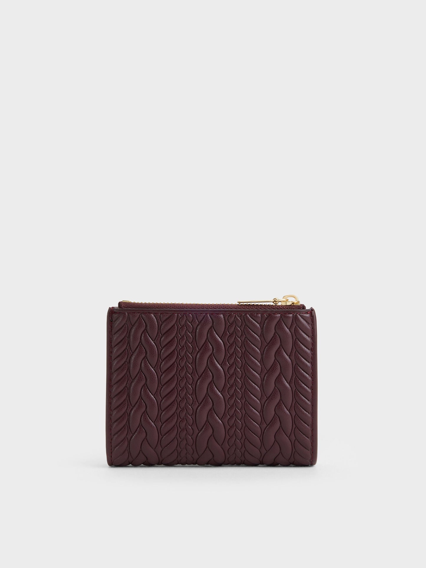 Apolline Textured Top-Zip Wallet - Wineberry Red | CHARLES & KEITH
