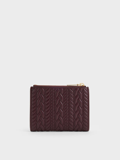 Apolline Textured Top-Zip Wallet - Wineberry Red | CHARLES & KEITH