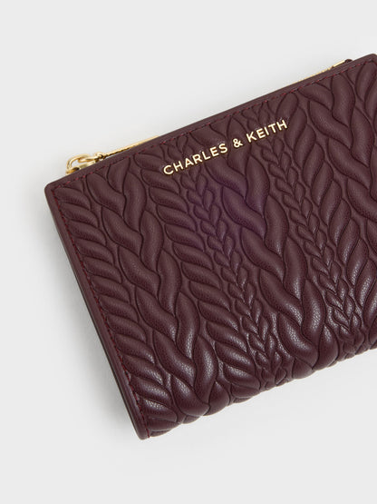 Apolline Textured Top-Zip Wallet - Wineberry Red | CHARLES & KEITH