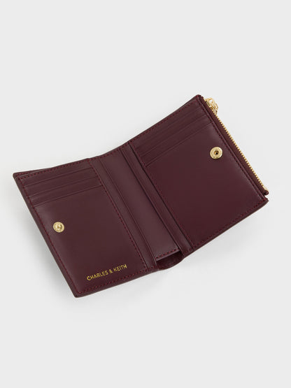 Apolline Textured Top-Zip Wallet - Wineberry Red | CHARLES & KEITH