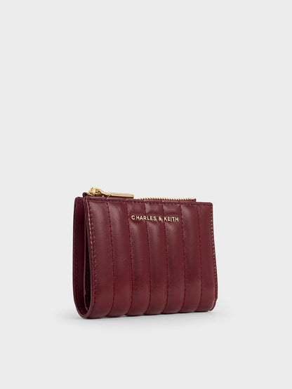 Donna Panelled Top-Zip Wallet - Burgundy | CHARLES & KEITH