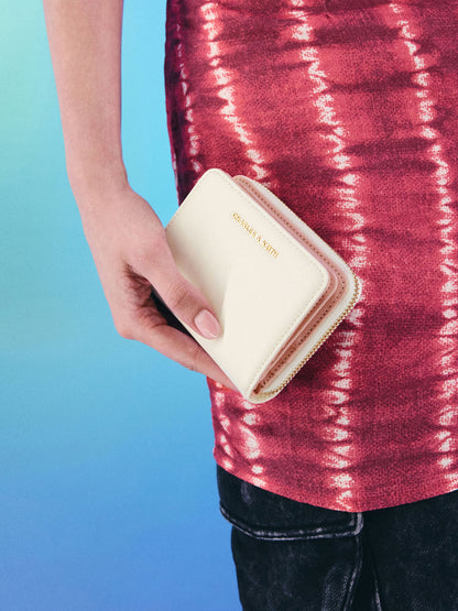 Finley Zip-Around Small Wallet - Cream | CHARLES & KEITH