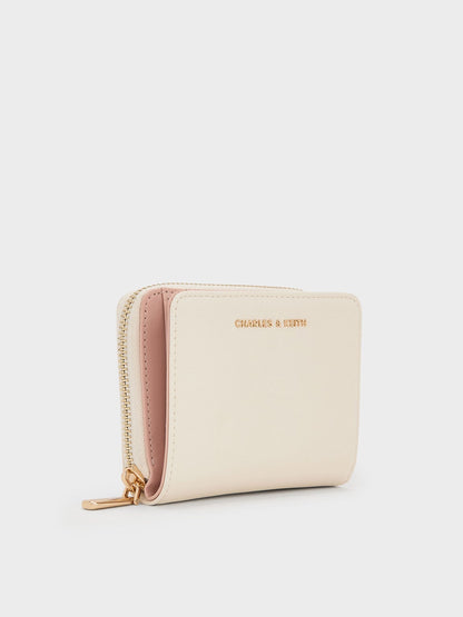 Finley Zip-Around Small Wallet - Cream | CHARLES & KEITH