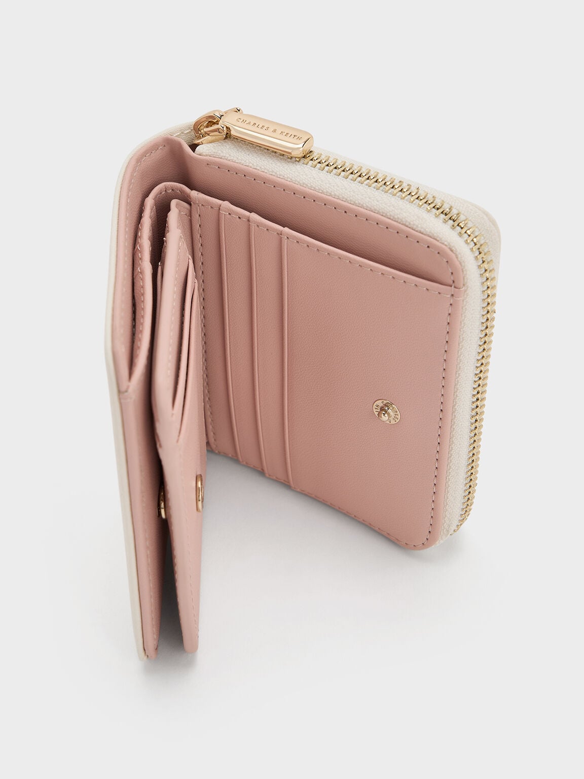 Finley Zip-Around Small Wallet - Cream | CHARLES & KEITH