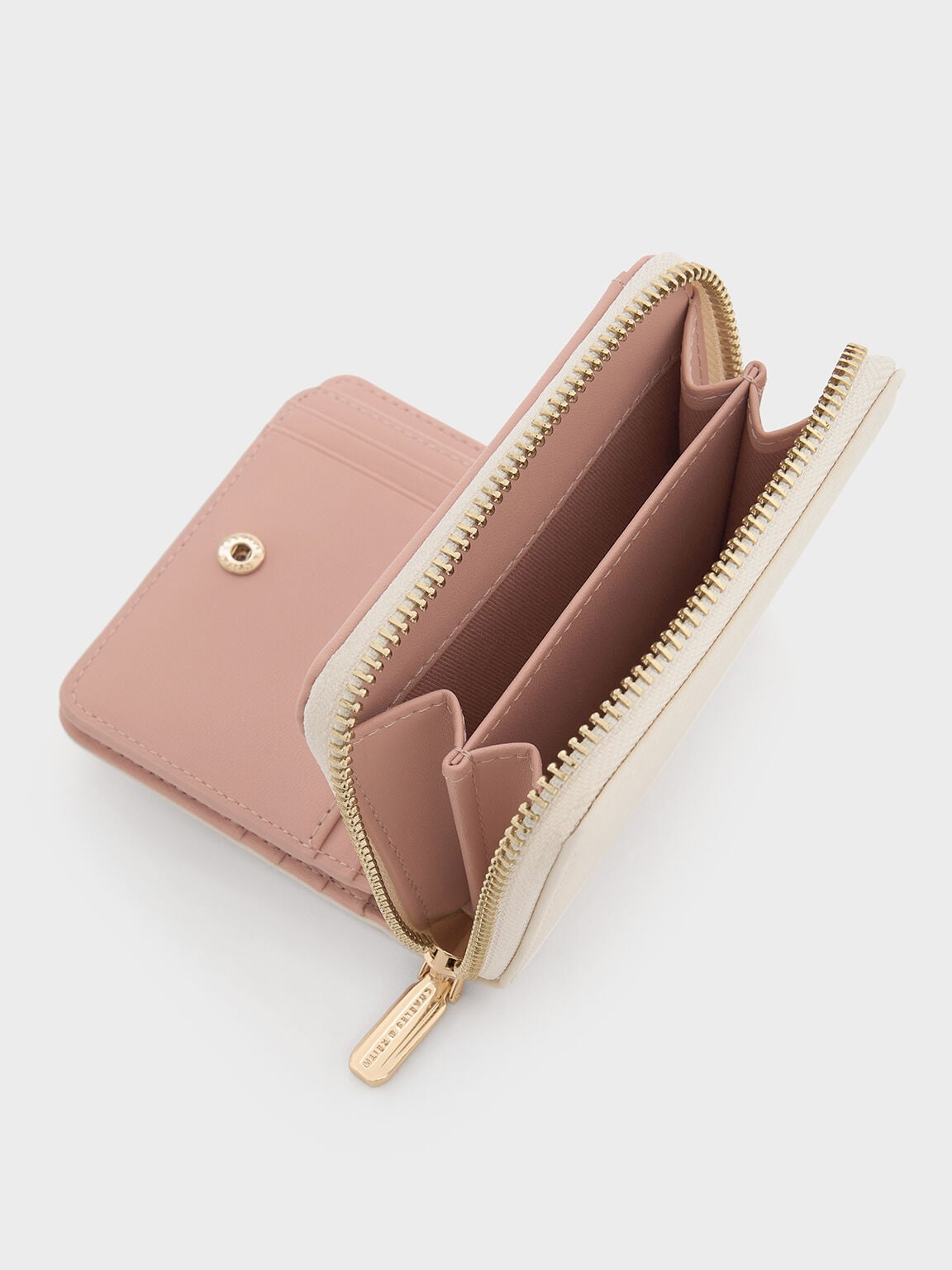 Finley Zip-Around Small Wallet - Cream | CHARLES & KEITH