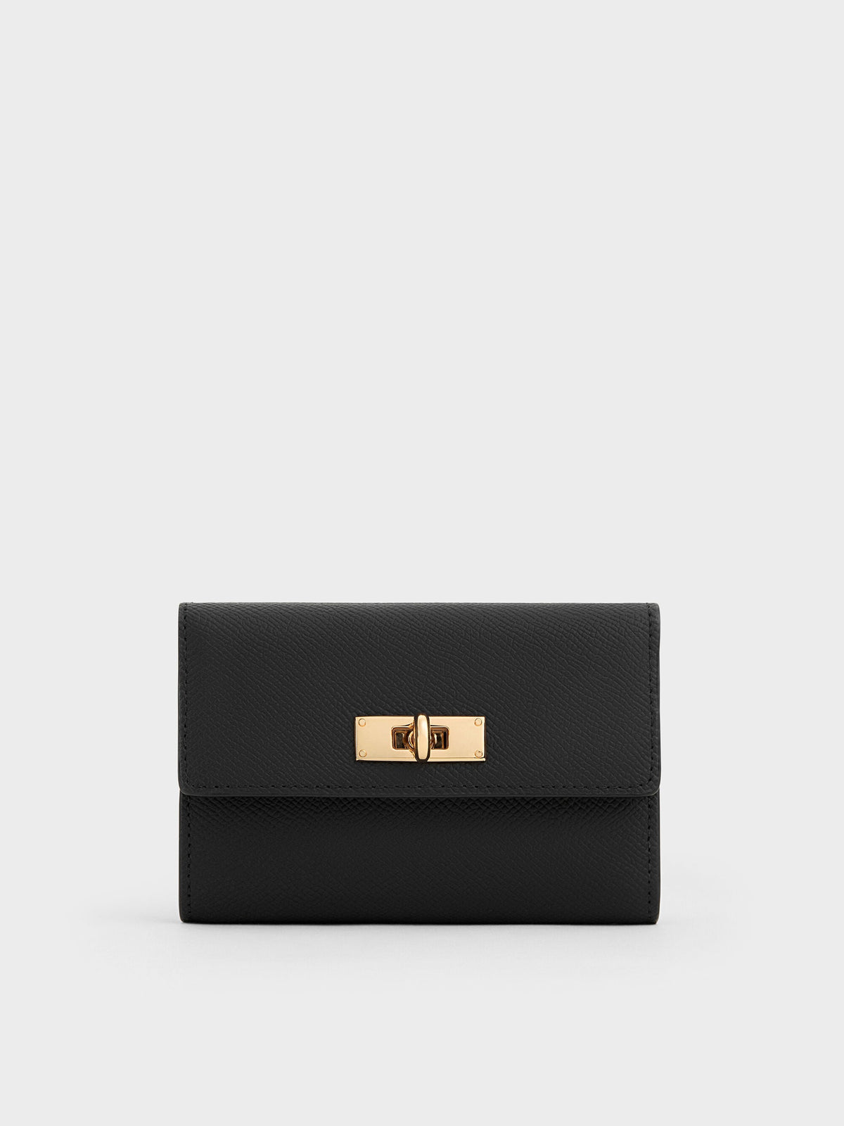 Tricha Turn-Lock Wallet - Black | CHARLES & KEITH