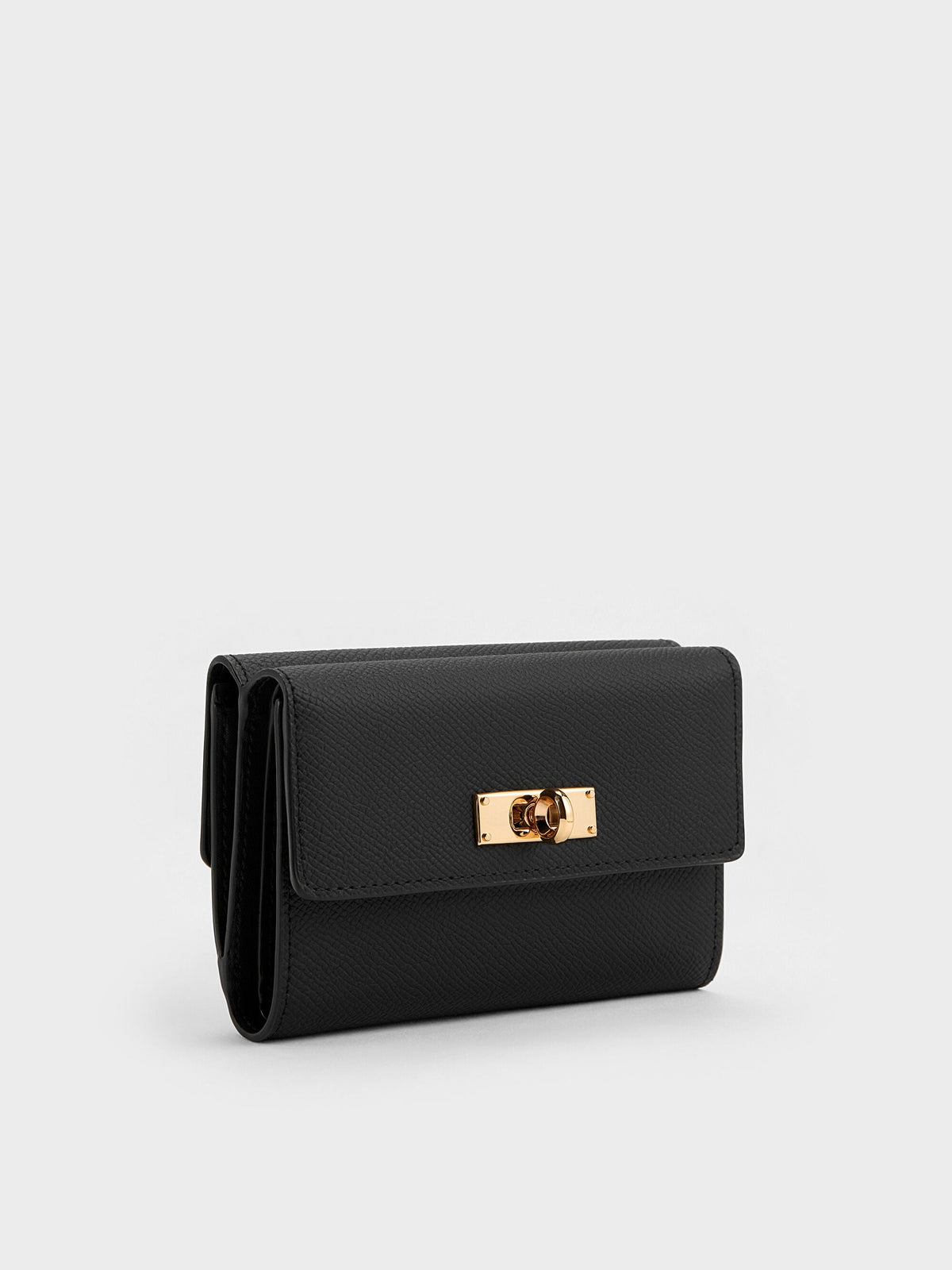 Tricha Turn-Lock Wallet - Black | CHARLES & KEITH