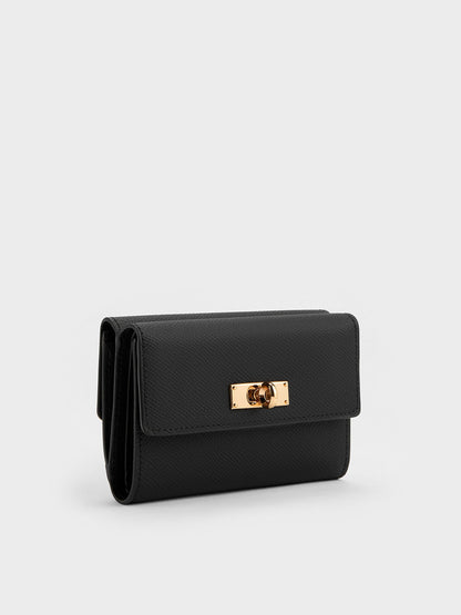 Tricha Turn-Lock Wallet - Black | CHARLES & KEITH