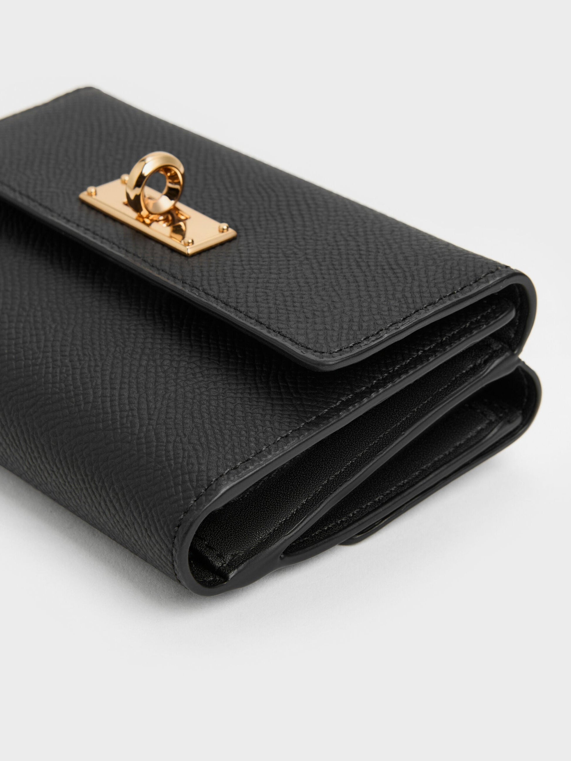 Tricha Turn-Lock Wallet - Black | CHARLES & KEITH
