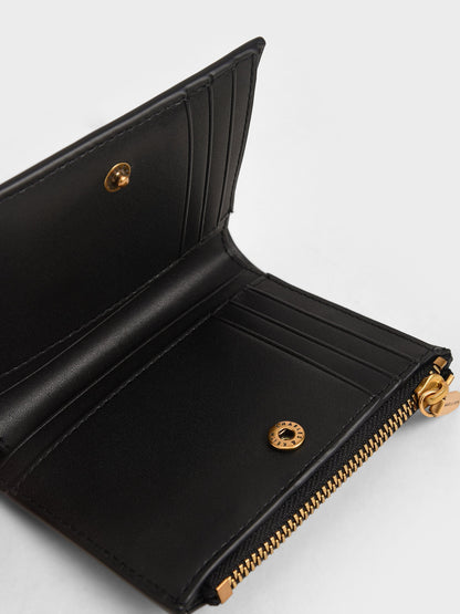 Harmonee Top-Zip Small Wallet - Black | CHARLES & KEITH