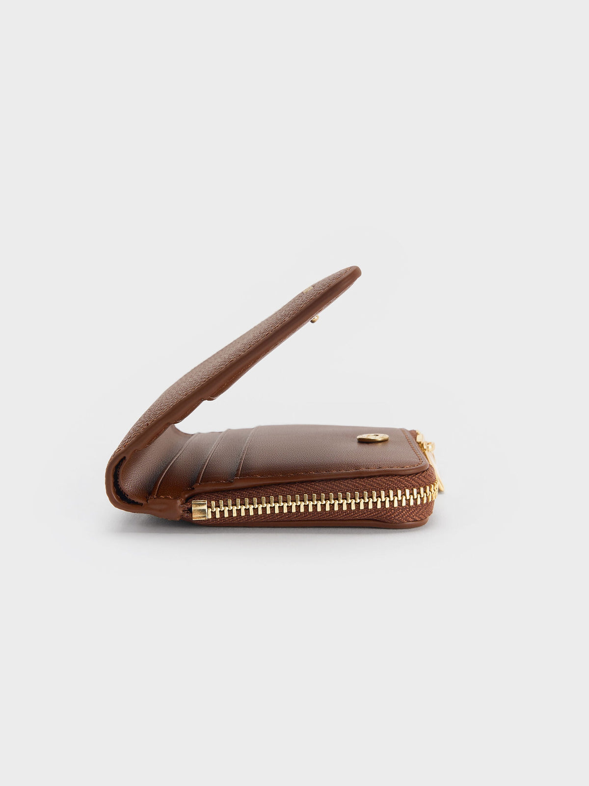 Keely Top Zip Small Wallet - Dark Brown | CHARLES & KEITH