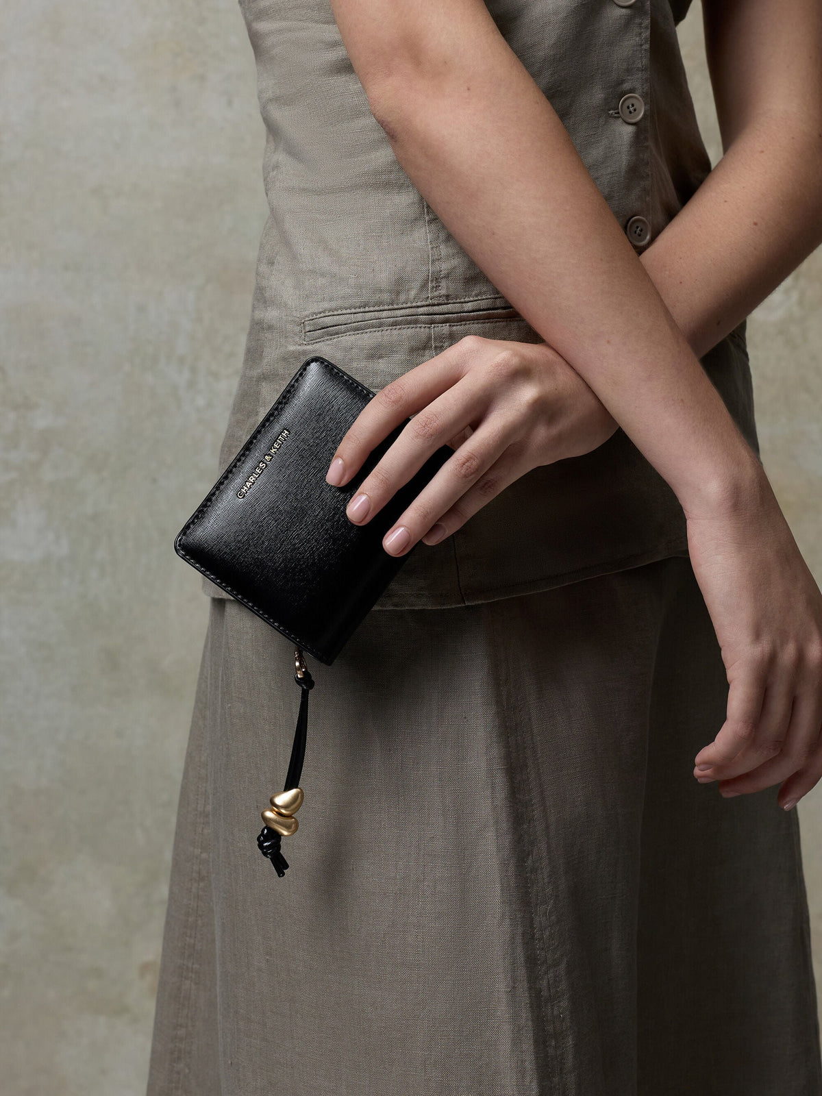 Augustine Zip-Around Small Wallet - Black | CHARLES & KEITH
