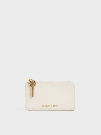 Lane Key Zip-Around Wallet - Cream | CHARLES & KEITH