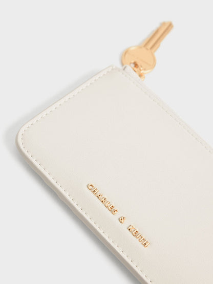 Lane Key Zip-Around Wallet - Cream | CHARLES & KEITH