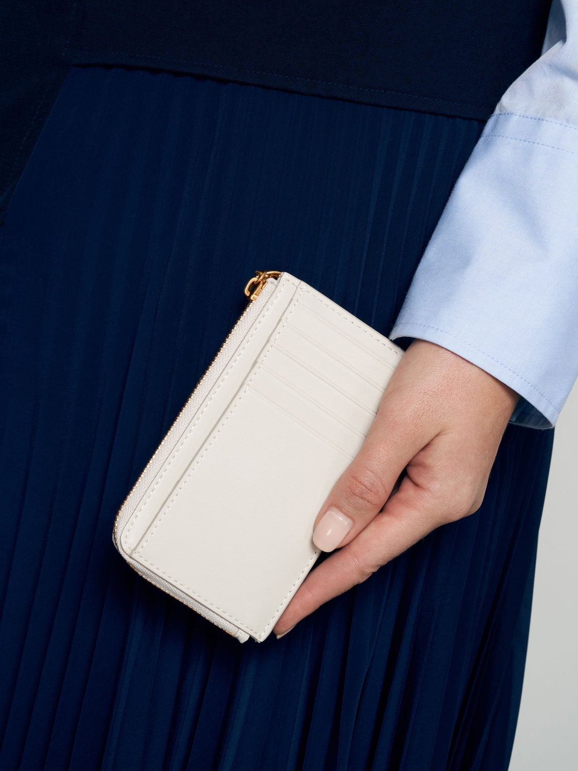 Lane Key Zip-Around Wallet - Cream | CHARLES & KEITH