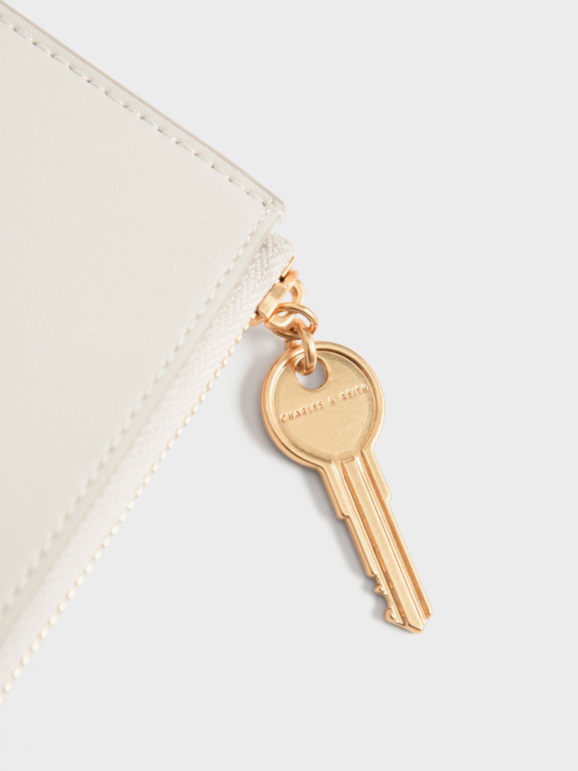 Lane Key Zip-Around Wallet - Cream | CHARLES & KEITH