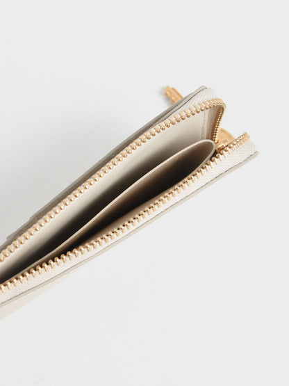 Lane Key Zip-Around Wallet - Cream | CHARLES & KEITH