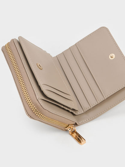 Finley Zip-Around Small Wallet - Taupe | CHARLES & KEITH