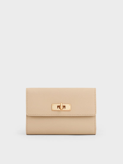 Tricha Turn-Lock Wallet - Sand Beige | CHARLES & KEITH