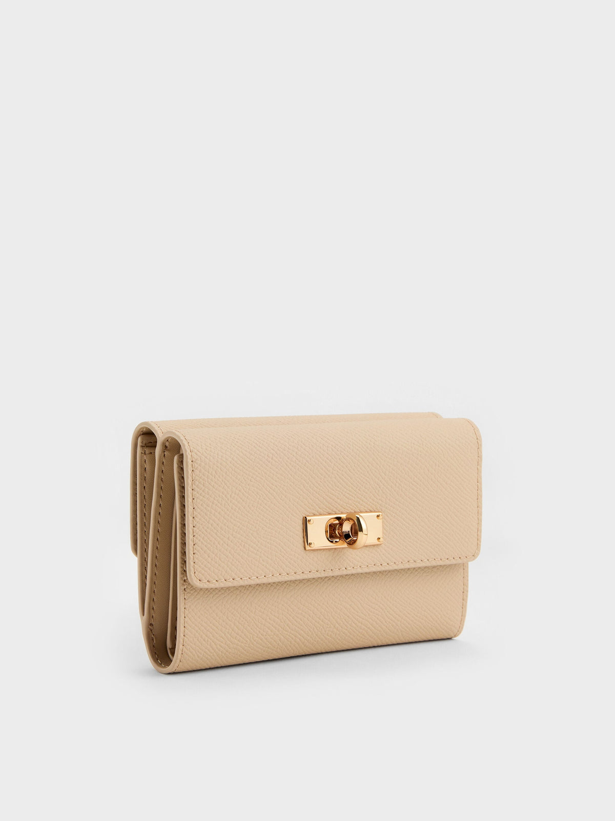 Tricha Turn-Lock Wallet - Sand Beige | CHARLES & KEITH