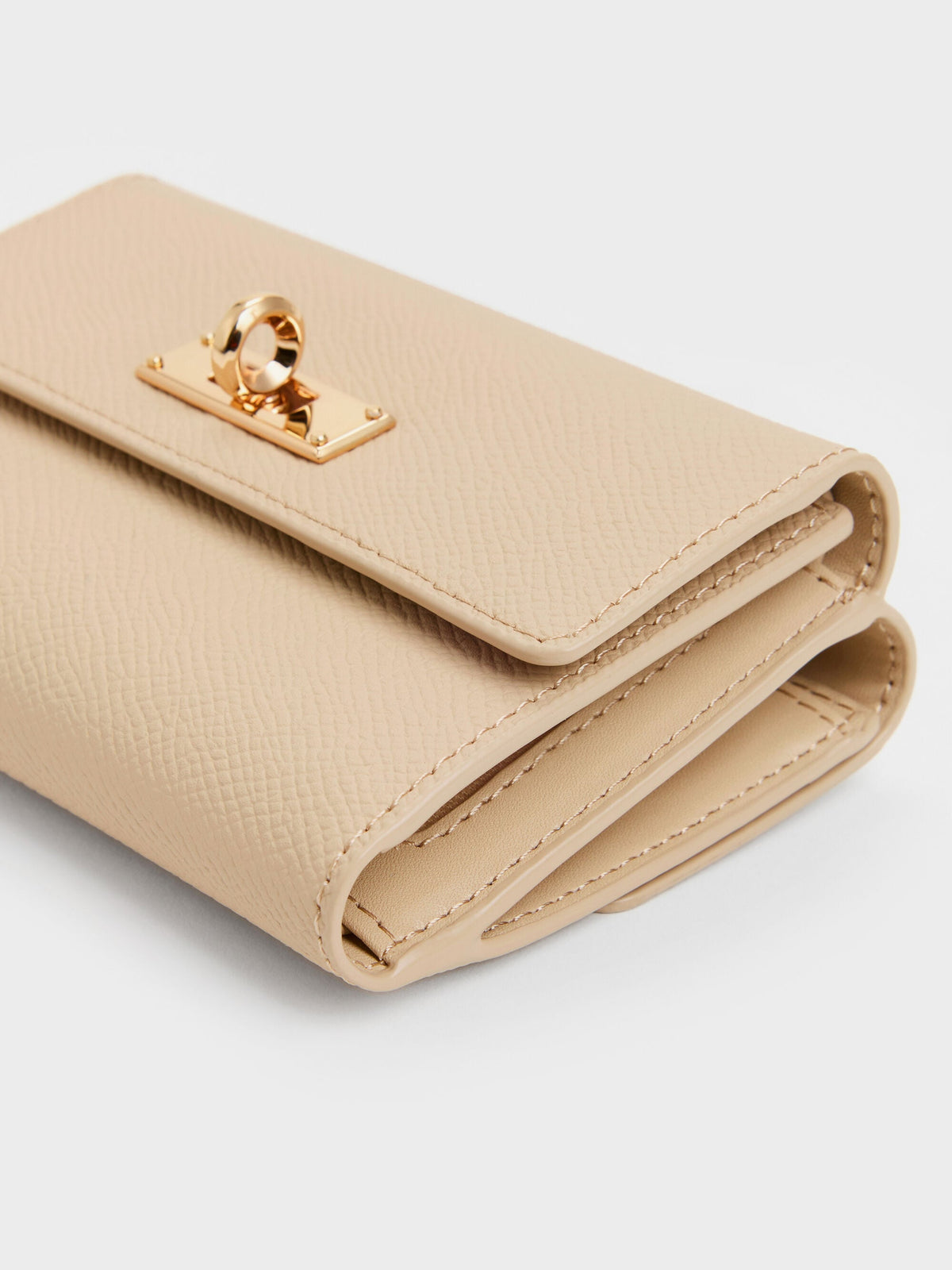 Tricha Turn-Lock Wallet - Sand Beige | CHARLES & KEITH