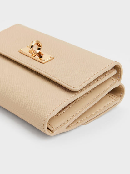 Tricha Turn-Lock Wallet - Sand Beige | CHARLES & KEITH