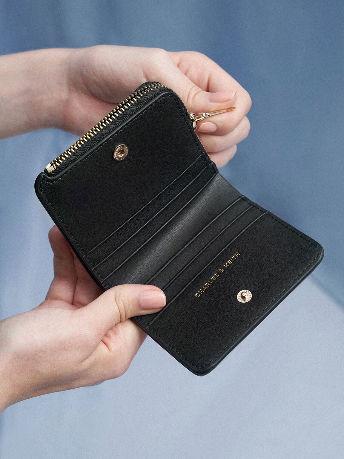 Keely Top Zip Small Wallet - Black | CHARLES & KEITH