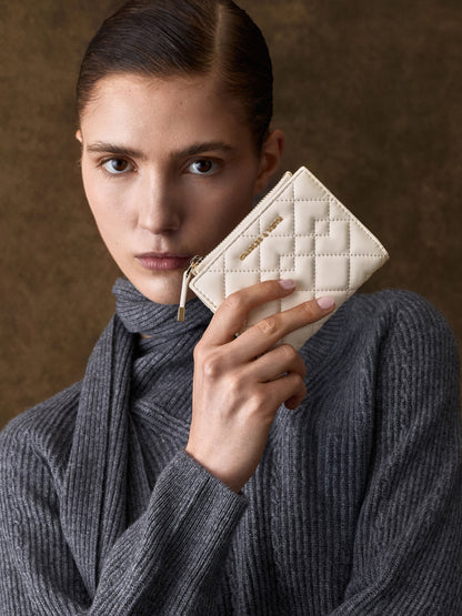 Duo Quilted Small Wallet - Cream | CHARLES & KEITH