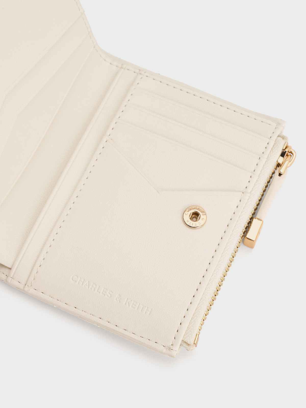 Duo Quilted Small Wallet - Cream | CHARLES & KEITH
