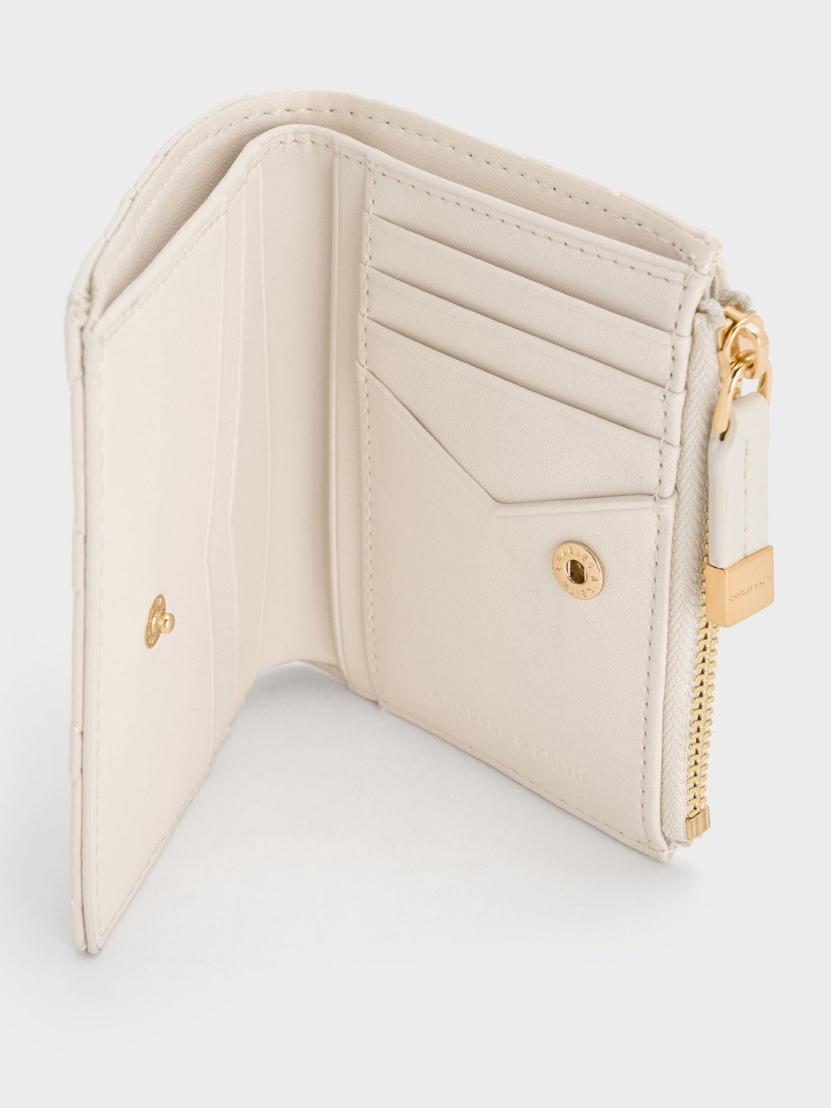 Duo Quilted Small Wallet - Cream | CHARLES & KEITH