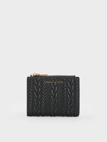 Apolline Textured Top-Zip Wallet - Black | CHARLES & KEITH