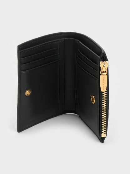 Apolline Textured Top-Zip Wallet - Black | CHARLES & KEITH