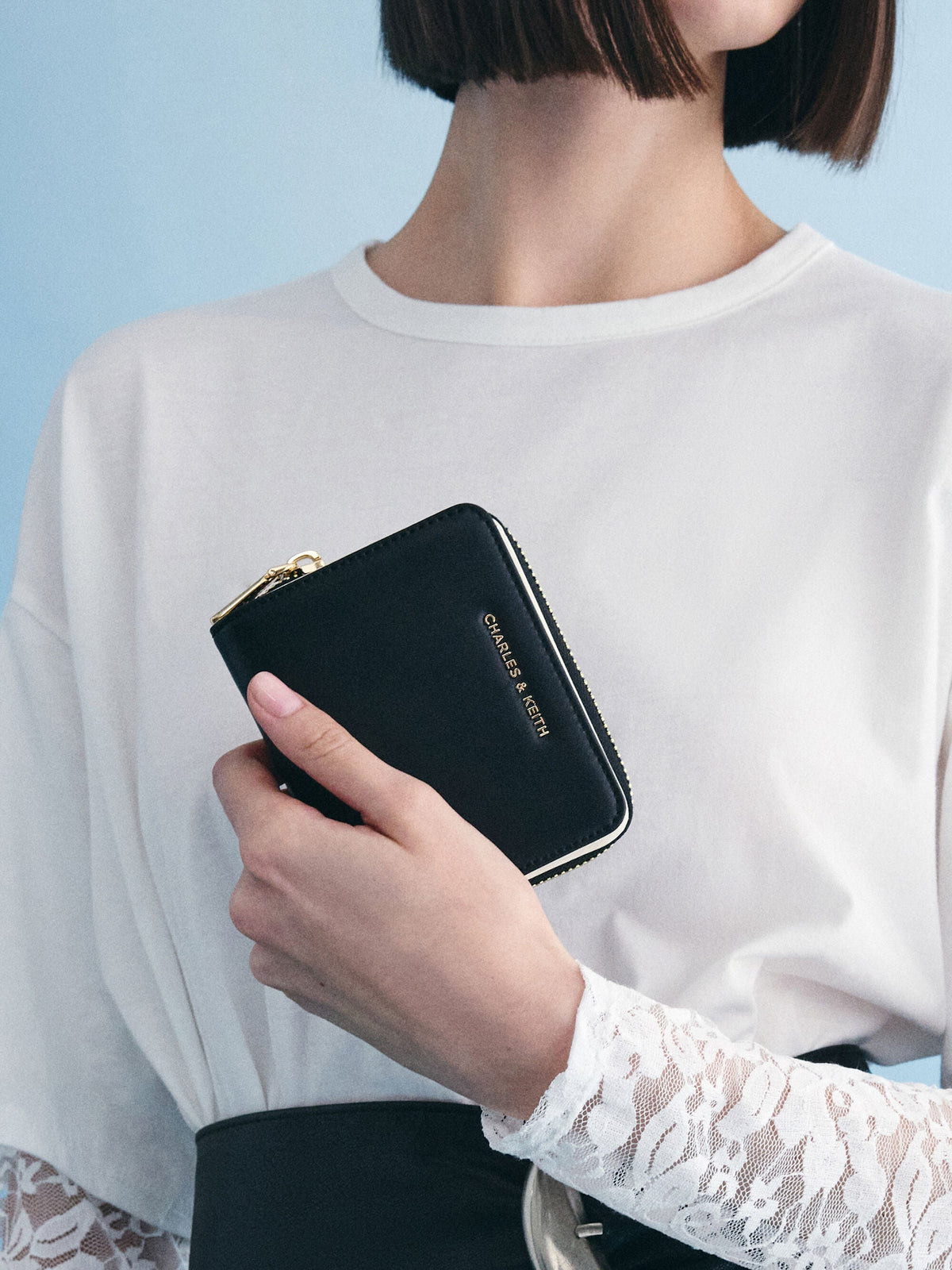 Finley Zip-Around Small Wallet - Black | CHARLES & KEITH