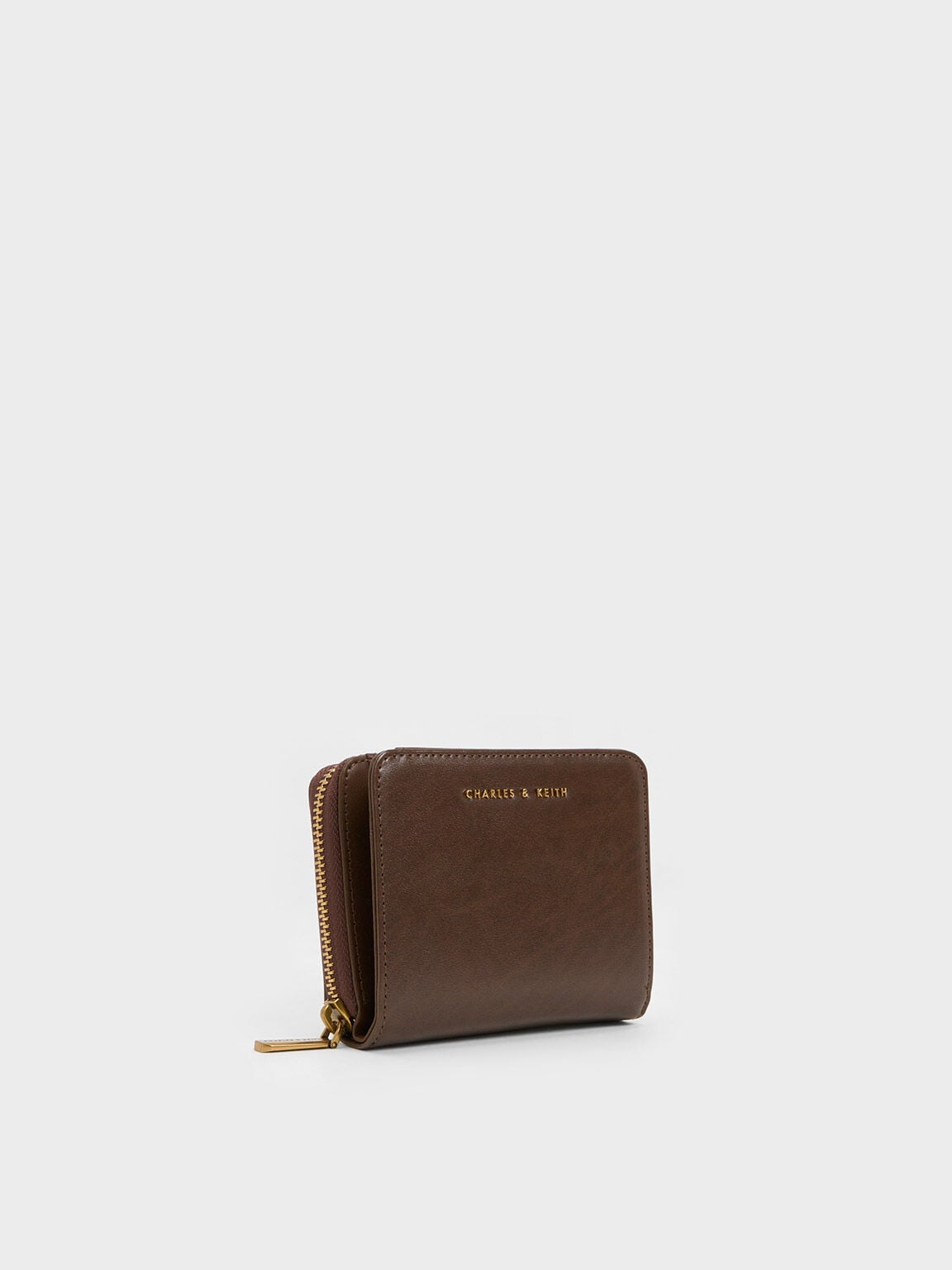 Finley Zip-Around Small Wallet - Dark Brown | CHARLES & KEITH
