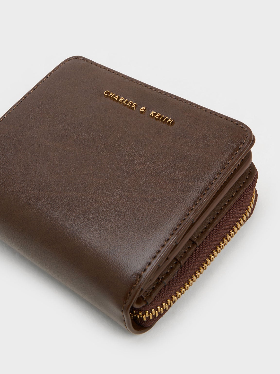 Finley Zip-Around Small Wallet - Dark Brown | CHARLES & KEITH