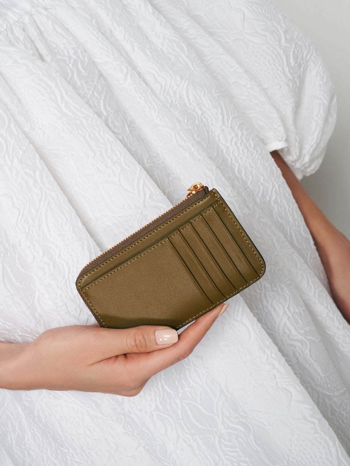 Lane Key Zip-Around Wallet - Olive | CHARLES & KEITH