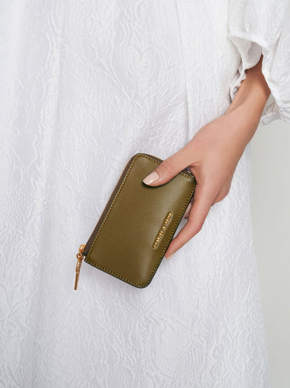 Lane Key Zip-Around Wallet - Olive | CHARLES & KEITH