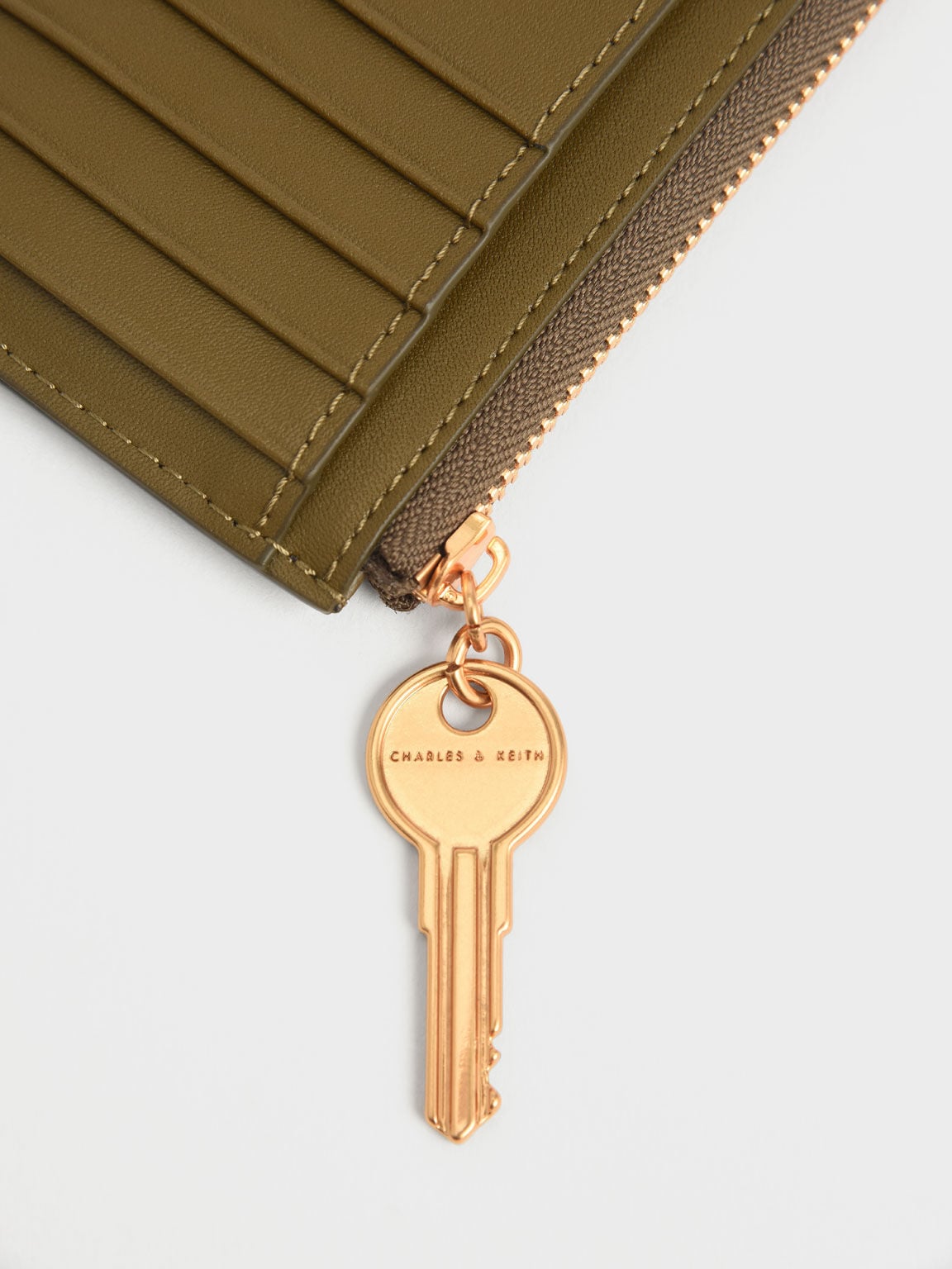 Lane Key Zip-Around Wallet - Olive | CHARLES & KEITH