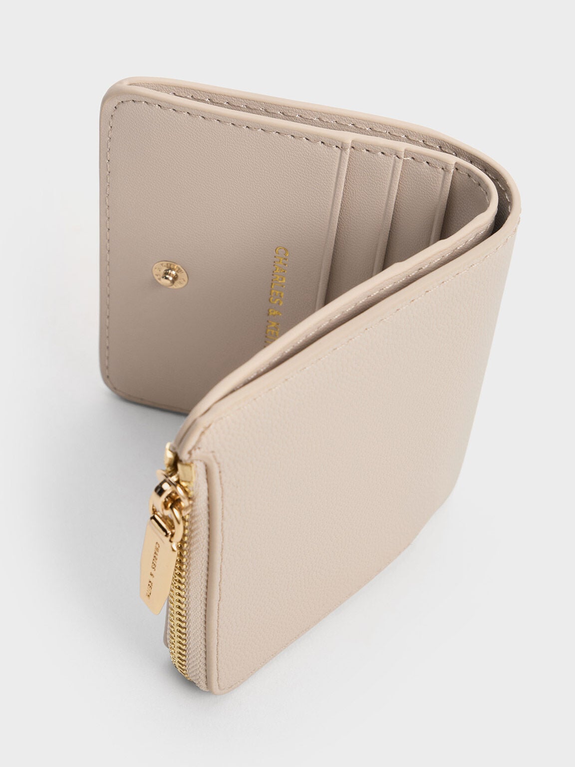 Keely Top Zip Small Wallet - Oat | CHARLES & KEITH