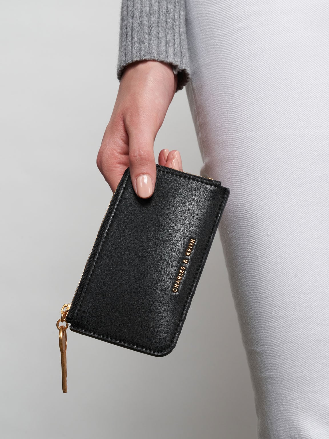 Lane Key Zip-Around Wallet - Black | CHARLES & KEITH