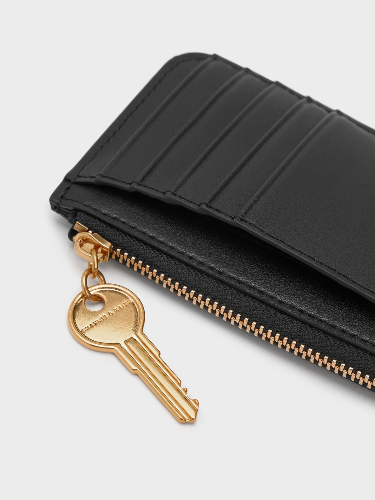 Lane Key Zip-Around Wallet - Black | CHARLES & KEITH