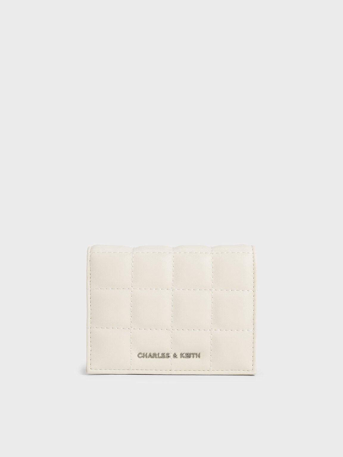 Cassia Quilted Wallet On Chain - Cream | CHARLES & KEITH