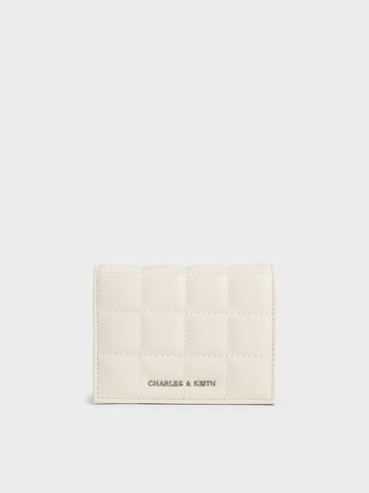 Cassia Quilted Wallet On Chain - Cream | CHARLES & KEITH