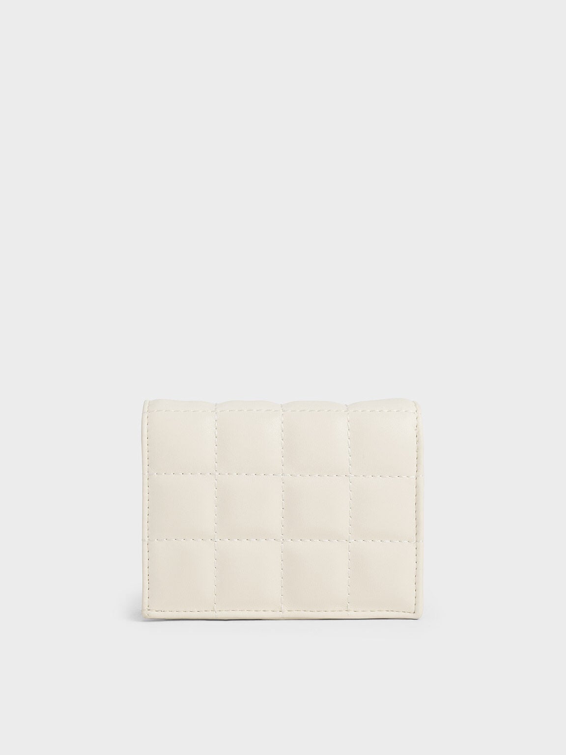Cassia Quilted Wallet On Chain - Cream | CHARLES & KEITH