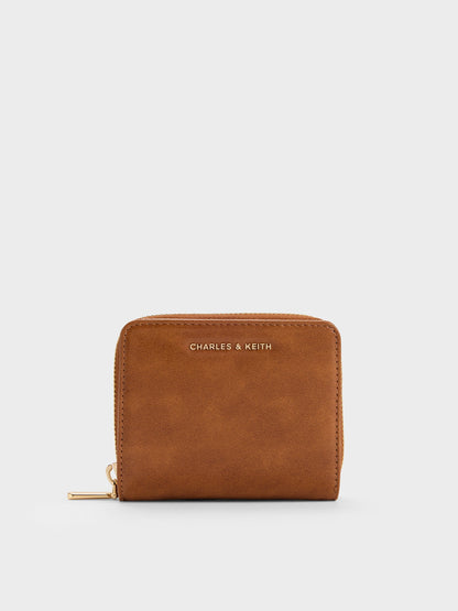 Finley Zip-Around Small Wallet - Distressed Tan | CHARLES & KEITH