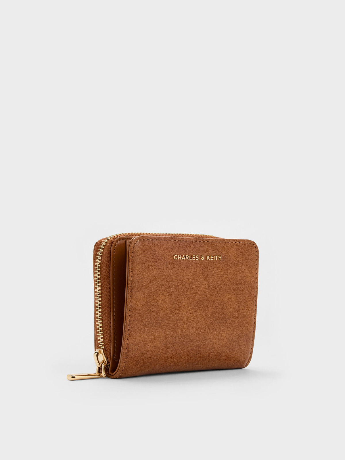 Finley Zip-Around Small Wallet - Distressed Tan | CHARLES & KEITH