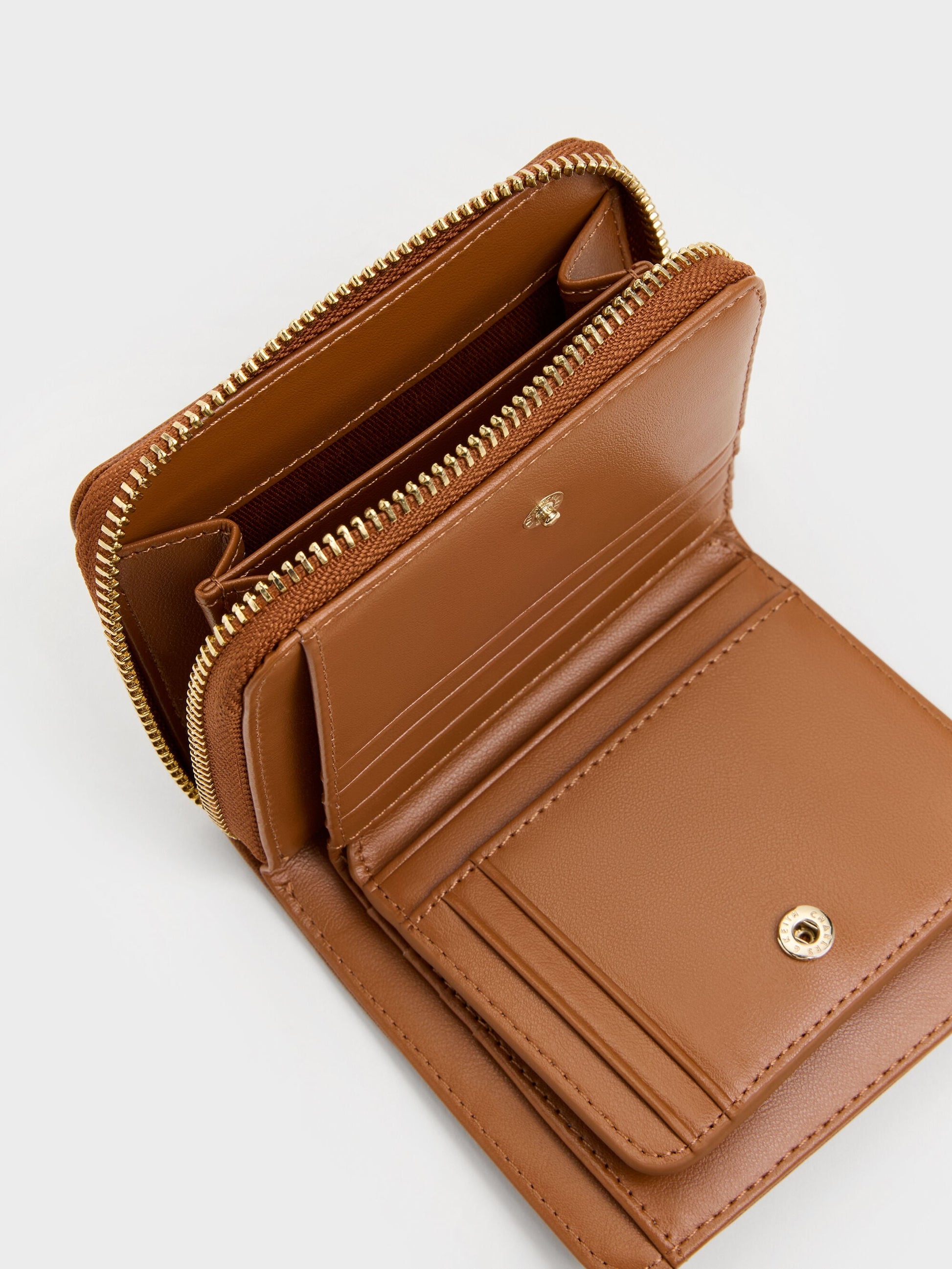 Finley Zip-Around Small Wallet - Distressed Tan | CHARLES & KEITH