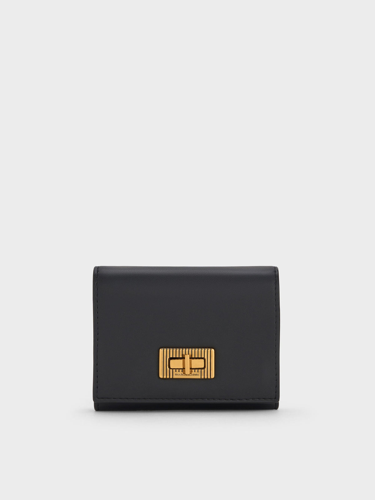 Edna Turn-Lock Knotted-Strap Wallet - Black | CHARLES & KEITH