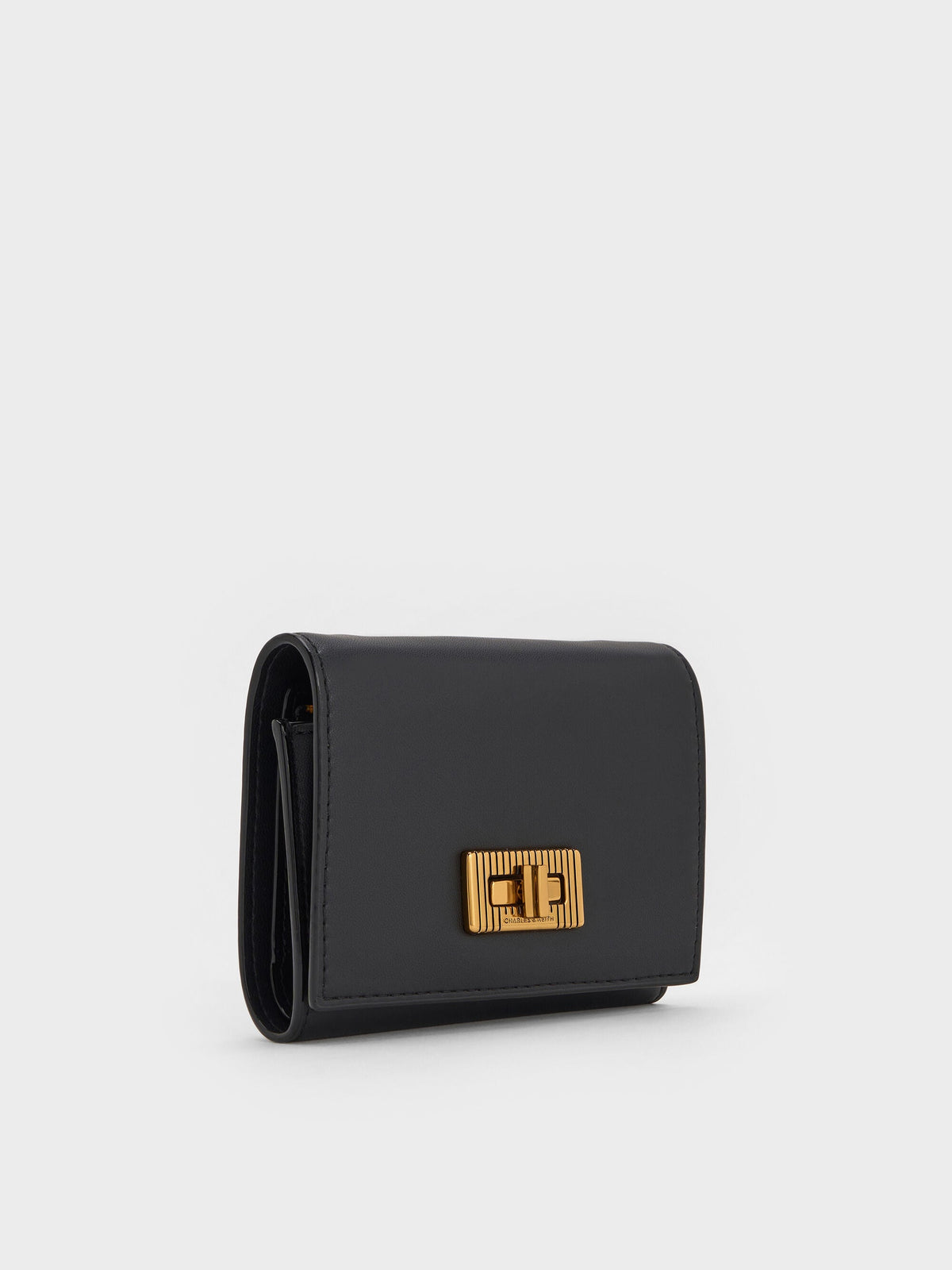 Edna Turn-Lock Knotted-Strap Wallet - Black | CHARLES & KEITH