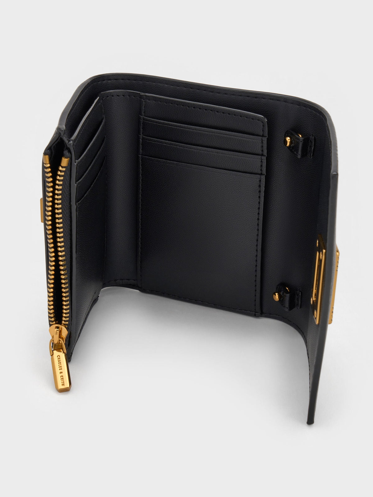 Edna Turn-Lock Knotted-Strap Wallet - Black | CHARLES & KEITH